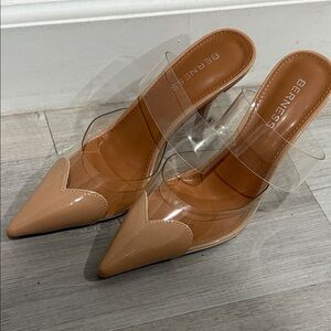 Women's Clear and Tan Heels Alaia inspired